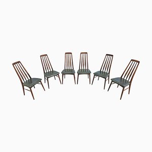 Eva Chairs in Rosewood attributed to Niels Koefoed, Denmark, 1960s, Set of 6