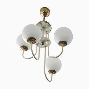 Mid-Century Modern Chandelier with Opaline Glass Balls, Italy, 1960s