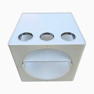 Space Age Cube Bar or Side Table in Off-White, West Germany, 1970s