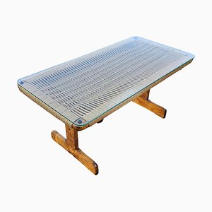 Mid-Century Modern Coffee Table with Danish Paper Cord Top in the style of Hans J. Wegner, 1960s