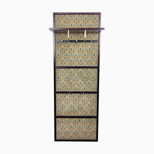 Art Deco Compact Foyer Coat Rack with Klimt-Esque Fabric, Austria, 1920s