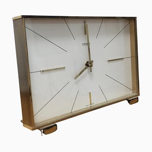 Hollywood Regency Brass Table Clock attributed to Kienzle, Germany, 1960s