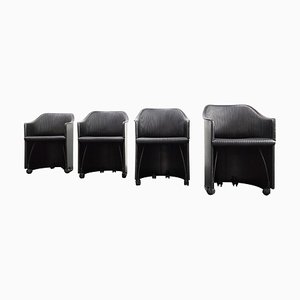 Leather Armchairs Artona Model 8552 attributed to Afra & Tobia Scarpa for Maxalto, Italy, 1985, Set of 4