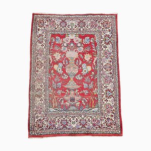 Tapis Qom Vintage Fait Main avec Motif Floral, Iran, 1930s