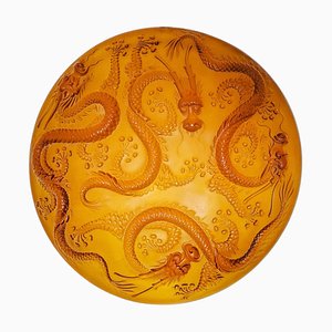 Art Deco Golden Dragon Glass Centerpiece attributed to Josef Inwald, 1930s