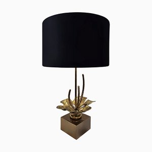 Lámpara de mesa Nenuphar Lilly de bronce y latón atribuida a Maison Charles, Francia, años 60
