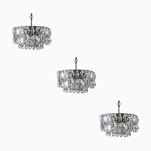 Mid-Century Modern Nickel Plated and Crystal Chandelier from Bakalowits & Söhne, 1960s