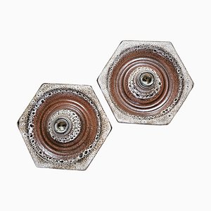 Mid-Century Modern Hexagonal Fat Lava Sconces, 1970s, Set of 2