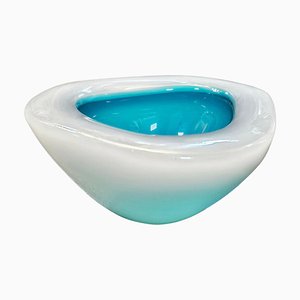 Cendrier en Verre de Murano Opalin et Turquoise par Archimede Seguso, 1950s