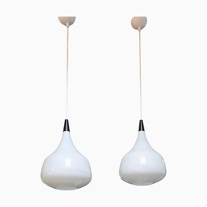 Danish Mid-Century Opaline Glass Pendant Lights by Holmegaard, 1960s, Set of 2