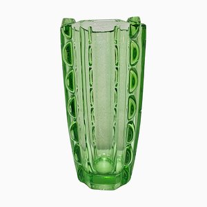 Art Deco Green Glass Sculpural Vase, 1960s