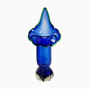 Blaue Mid-Century Vase aus Muranoglas in Calla Lily-Form, Italien, 1960er