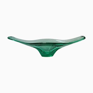 Large Green Murano Glass Bowl Shaped as Gondola, Italy, 1970s