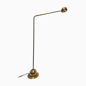 Adjustable Gooseneck Brass Floor Lamp attributed to Fischer Leuchten, Germany, 1960s