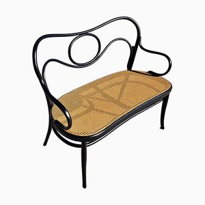 Viennese Secession Bentwood Settee with Cane Seat attributed to Thonet, Austria, 1891