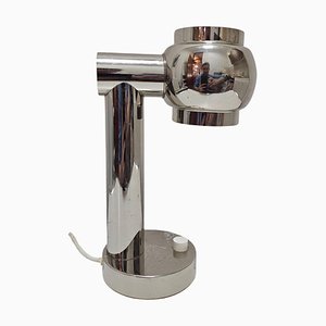 Petite Lampe de Bureau Space Age Done en Chrome avec Abat-Jour Tournant, Italie, 1970s