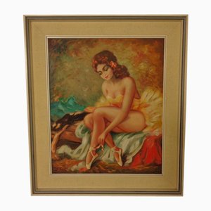 Ballerina, Oil on Canvas, 1960s, Framed