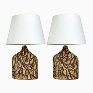 Lampade da tavolo grandi in ceramica in gres smaltato di Haico Nitzsche per Soholm Stentøj, Danimarca, anni '70, set di 2