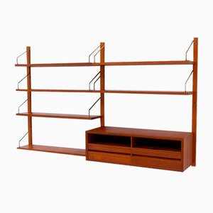 Estantería de pared modular danesa con dos bahías de Poul Cadovius para Cado, años 60. Juego de 10