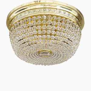 Large Art Deco Ceiling Lamp with Cut Glass Balls, Vienna, Austria, 1920s