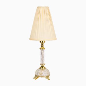 Art Deco Fine Cut Glass Table Lamp with Fabric Shade, Vienna, Austria, 1920s