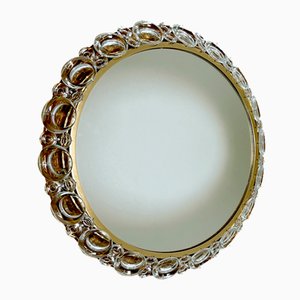 Specchio luminoso in cristallo e ottone di Palwa, anni '60