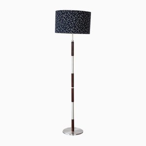 Mid-Century Danish Rosewood & Chrome Floor Lamp, 1960s