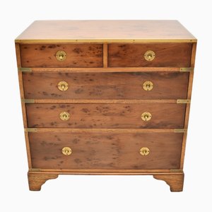 Military Campaign Style Chest of Drawers in Yew Wood, 1930s