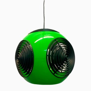 Vintage Ufo Ceiling Lamp in Green Plastic and with Black Grids from Massive Lighting, 1970s