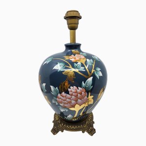 Französische Porzellan Tischlampe mit Dekor im Chinesischen Stil von Louis Drimmer, 1970er