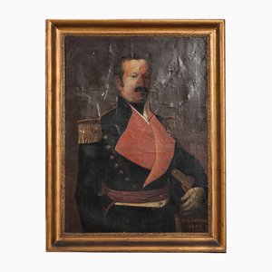Portrait d'un Militaire Français, 19ème Siècle, Huile sur Toile, Encadrée