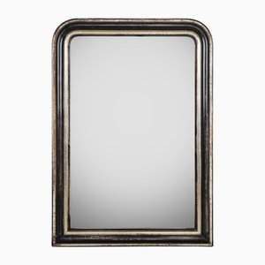 Miroir Napoléon III Noir et Argent Doré, 19ème Siècle