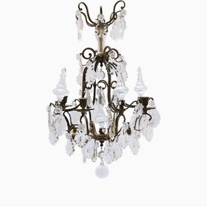 Antique French Crystal Chandelier with Candles