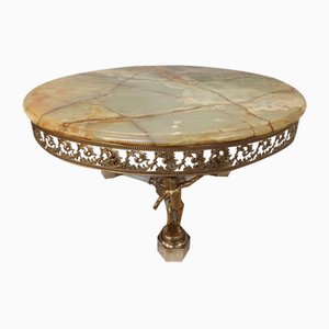 Tavolino da caffè antico in marmo onice