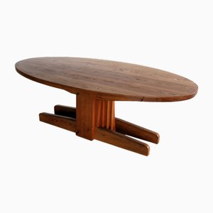 Table de Salle à Manger Brutaliste de Forme Ovale, 1960s