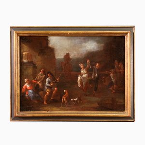 Artista italiano, Escena Bambocciante, siglo XVII, óleo sobre lienzo, enmarcado