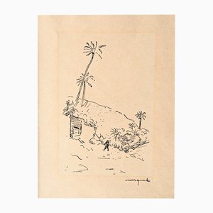 Albert Marquet, Hombre en un paisaje con palmeras, Litografía firmada a mano, Principios del siglo XX