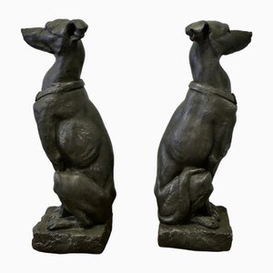 Perros galgos esculturales grandes, años 60. Juego de 2
