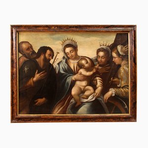 Artiste Vénitien, Vierge à l'Enfant et Saints avec le Scapulaire, 1580, Huile sur Toile, Encadrée