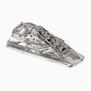 20th Century German Silver Plated Toboggan Shaped Inkwell from Kayser, 1920s