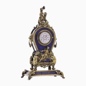 19th Century Austrian Silver & Lapis Lazuli Clock, Vienna, 1890s