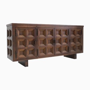 Brutalistisches spanisches Sideboard aus Nussholz