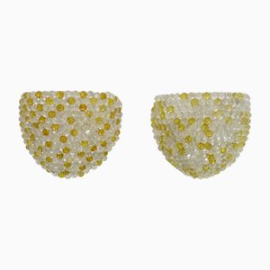 Vintage Wandlampen mit gelben & transparenten Perlen, 1970er, 2er Set