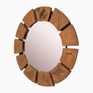 Espejo Herbier de cerámica atribuido a Vallauris, 1960