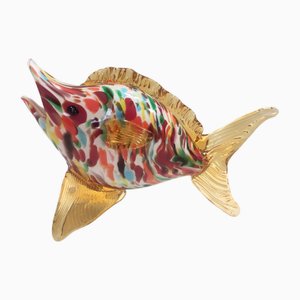 Figura decorativa vintage de un pez de cristal de Murano multicolor atribuido a Fratelli Toso, años 50