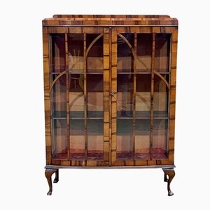 English Chippendale Walnut Display Cabinet, 1930s