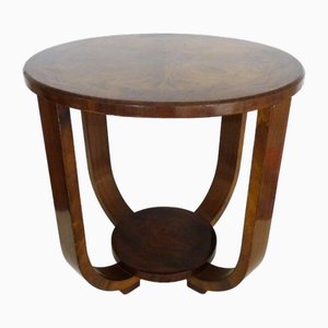 Italian Art Deco Round Coffee Table in Walnut, 1930s