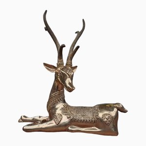 Hollywood Regency Polished Brass Stag attributed to Sarreid, 1960