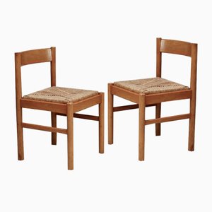 Set of Vintage French Straw Chairs, 1960