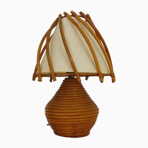 Lampada da comodino in bambù di Louis Sognot, anni '50